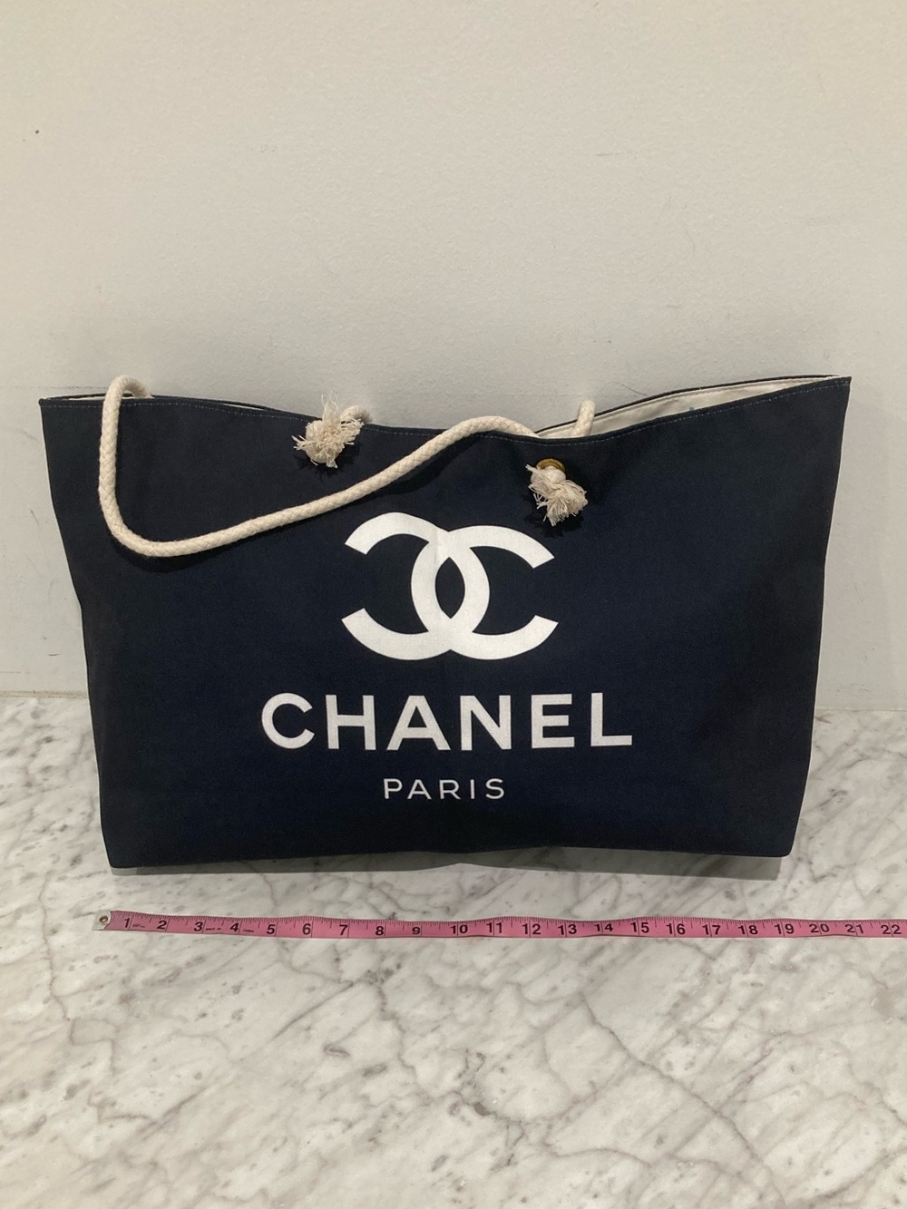 CC Black Canvas Large Beach Tote Bag - Picture 10 of 12